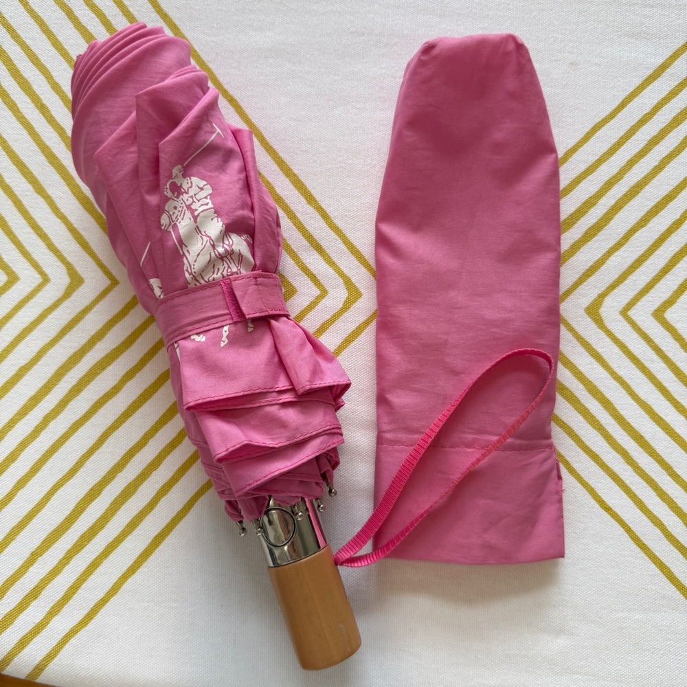 POLO Ralph Lauren Collapsible Umbrella Bubblegum Pink - Picture 12 of 14